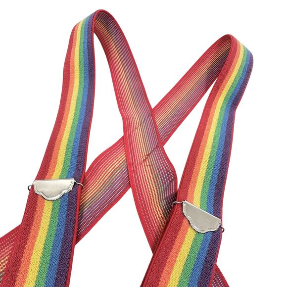 Vintage Pelican Suspenders Rainbow LGBTQ Pride Clip On One Size - Picture 4 of 5